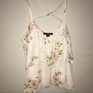 Forever21 white floral crisscross sleeveless shirt